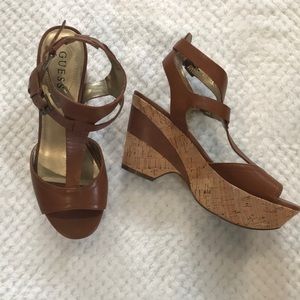 NWOT Brown Guess Cork Wedges